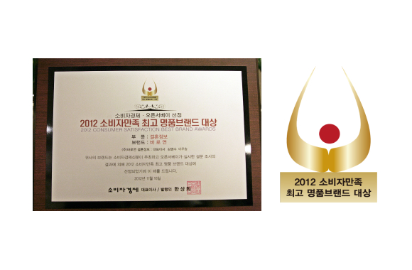 2012 한국소비자만족최고명품브랜드 대상